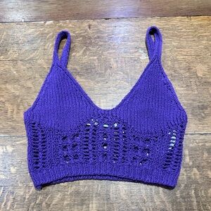 Zara purple crochet crop‎ tank sz medium